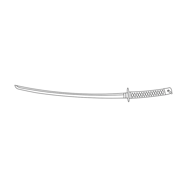 Katana Sword Outline Icône Illustration Sur Fond Blanc Isolé — Image vectorielle