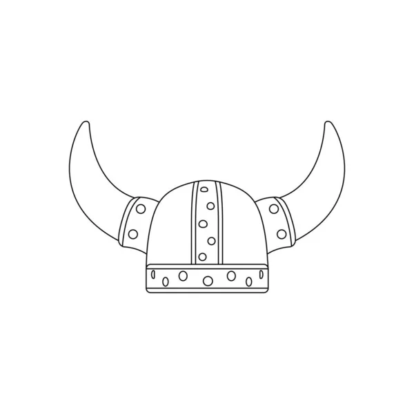 Esquema Del Casco Vikingo Icono Ilustración Sobre Fondo Blanco Aislado — Vector de stock