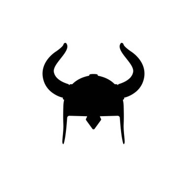 Viking Miğferi Silueti. İzole edilmiş Beyaz Arkaplanda Siyah ve Beyaz Simge Tasarım Elemanı