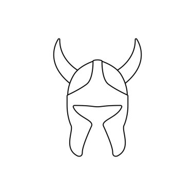 Viking Miğfer Ana Hattı İzole Beyaz Arkaplan Simgesi