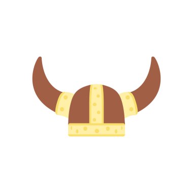 Viking Miğferli Düz Çizim. İzole edilmiş Beyaz Arkaplanda Temiz Simge Tasarım Elemanı