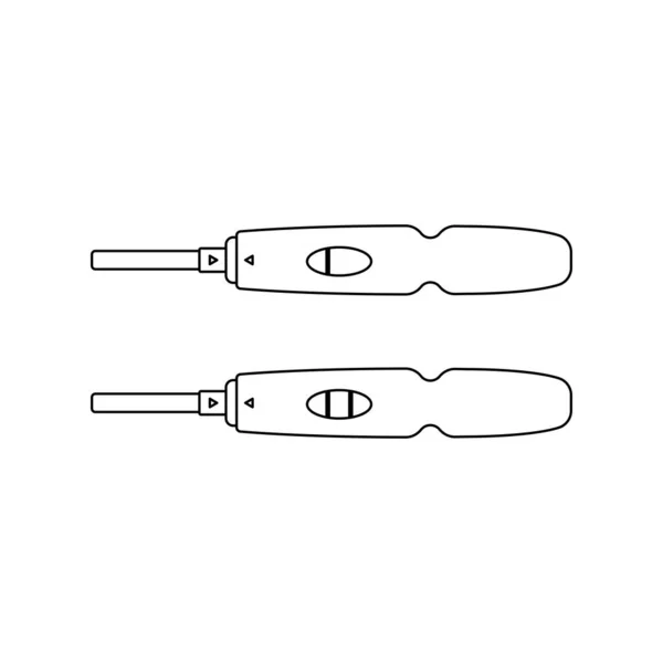 Schwangerschaftstest Umreißt Icon Illustration Auf Isoliertem Weißen Hintergrund — Stockvektor