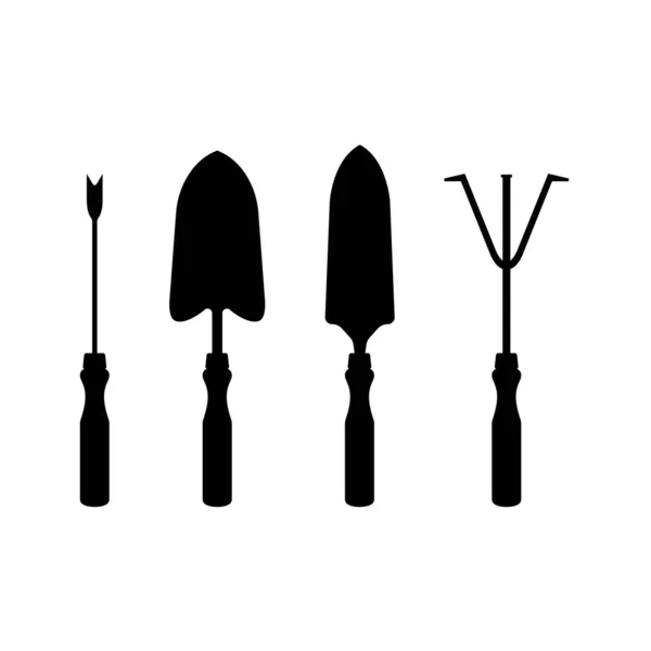 Gardening Tools Silhouette Black White Icon Design Element Isolated White — Vector de stock