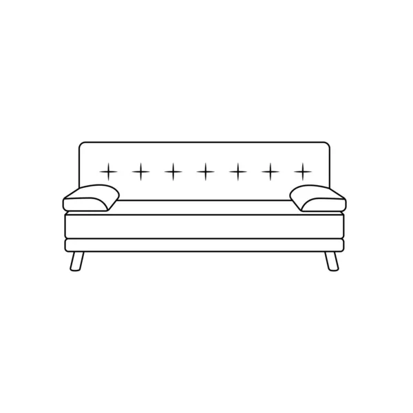 Sofa Vázlat Ikon Illusztráció Izolált Fehér Háttér — Stock Vector