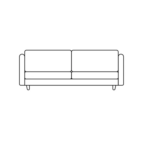 Sofa Vázlat Ikon Illusztráció Izolált Fehér Háttér — Stock Vector