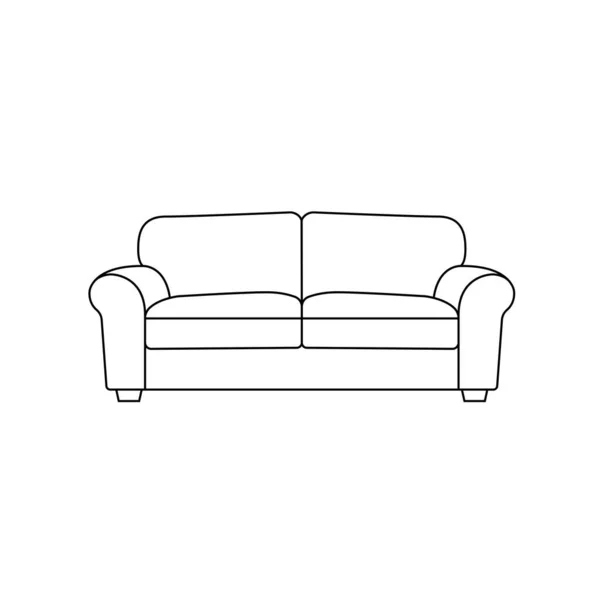 Sofa Outline Icon Illustration Isolated White Background — Stock Vector