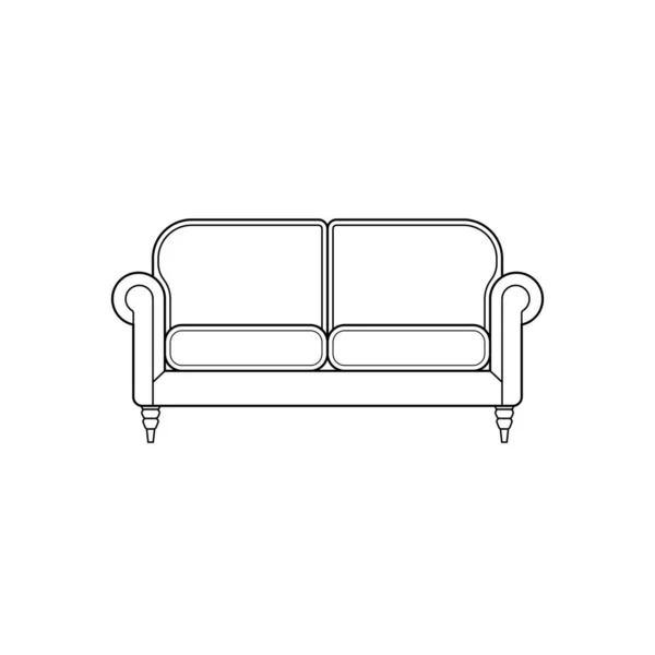 Sofa Outline Icon Illustration Isolated White Background — Vector de stock