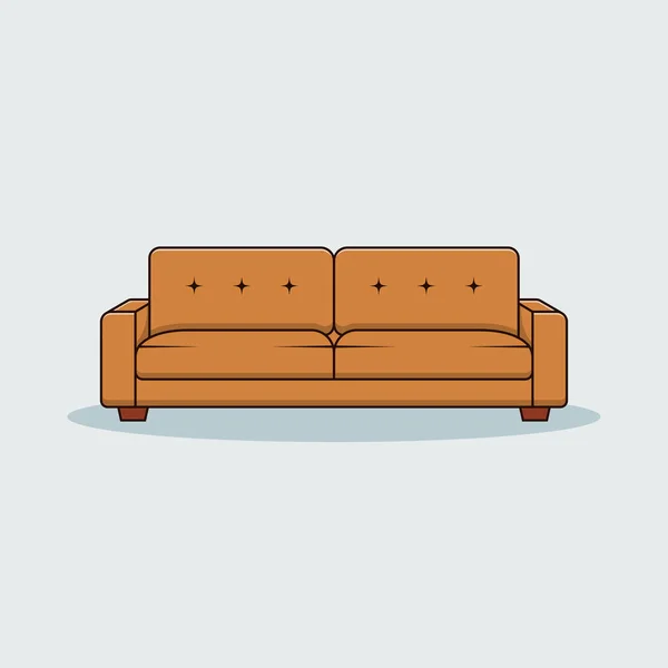 Sofa Vector Icon Illustration Interior Vector Flat Cartoon Style Suitable — Vector de stock
