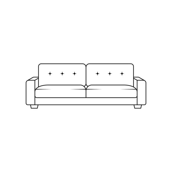 Sofa Outline Icon Illustration Isolated White Background — Stock Vector