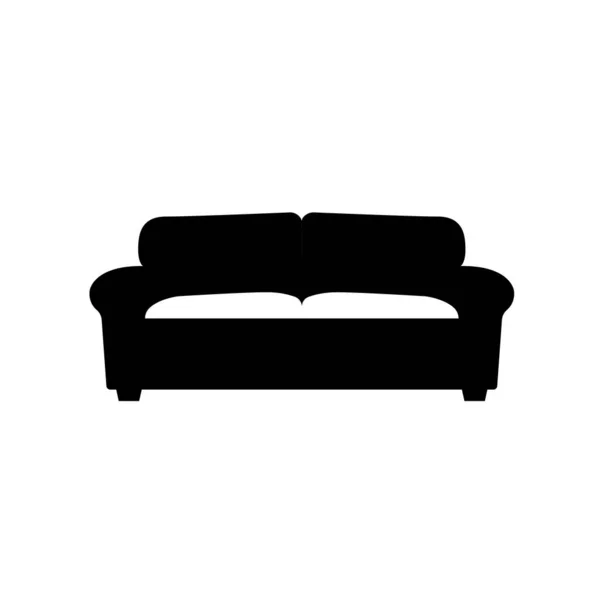 Sofa Silhouet Zwart Wit Pictogram Ontwerp Element Geïsoleerde Witte Achtergrond — Stockvector