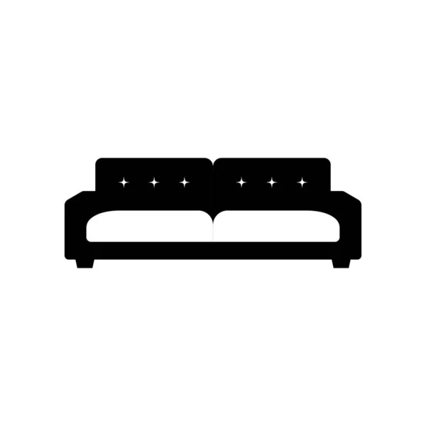 Sofa Silhouet Zwart Wit Pictogram Ontwerp Element Geïsoleerde Witte Achtergrond — Stockvector