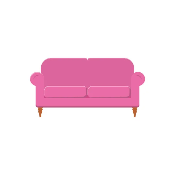 Sofa Platte Illustratie Clean Icon Design Element Geïsoleerde Witte Achtergrond — Stockvector