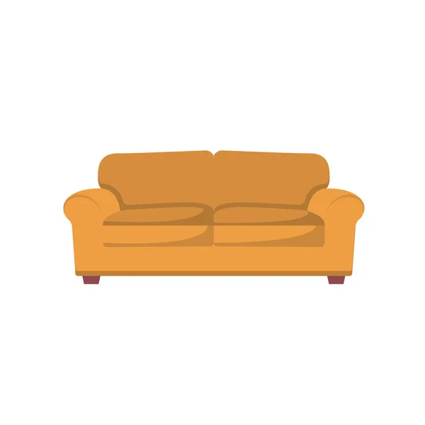 Sofa Platte Illustratie Clean Icon Design Element Geïsoleerde Witte Achtergrond — Stockvector