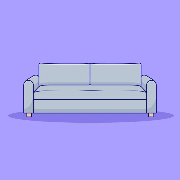 Sofa Vector Icon Illustration Interior Vector Flat Cartoon Style Suitable — Vector de stock