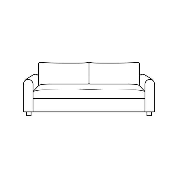 Sofa Outline Icon Illustration Isolated White Background — Stock Vector