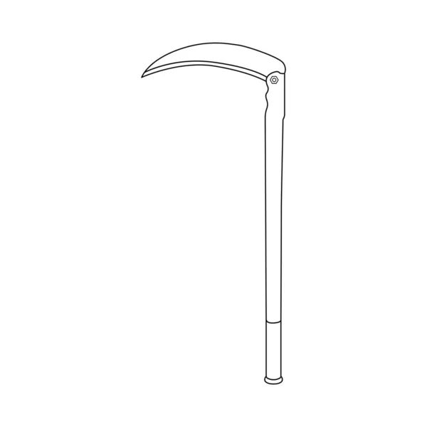 Scythe Outline Icon Illustration Auf Isoliertem Weißen Hintergrund — Stockvektor