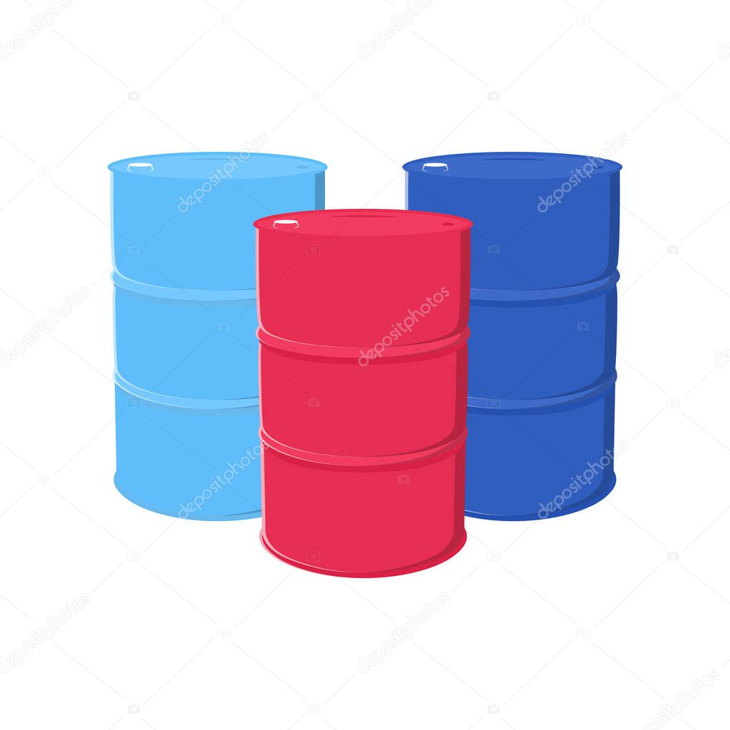 Gasoline Barrel Flat Illustration. Clean Icon Design Element on Isolated White Background