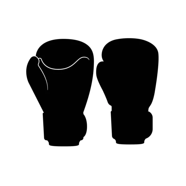 拳击手套轮廓 隔离白背景下的黑白图标设计元素 — 图库矢量图片