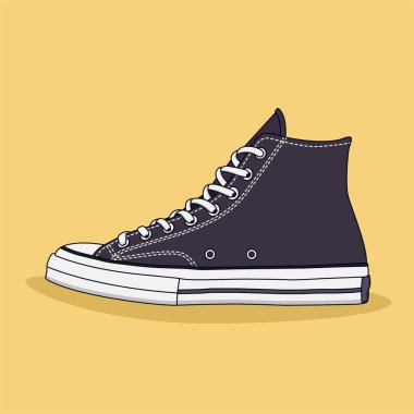 Sneakers Vektör Simgesi Çizimi. Ayakkabı Vektörü. Web İniş Sayfası, Bayrak, Flyer, Etiket, Duvar Kağıdı, Arkaplan İçin Düz Çizgi Film Biçimi