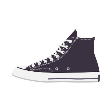 Sneakers Düz Çizim. İzole edilmiş Beyaz Arkaplanda Temiz Simge Tasarım Elemanı