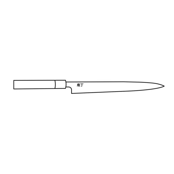 Coltello Giapponese Outline Icona Illustrazione Sfondo Bianco — Vettoriale Stock