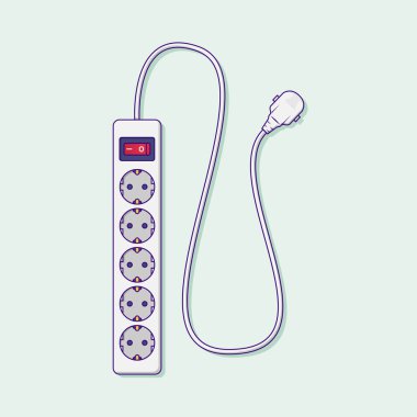 Tasarım Elemanı, Clip Art, Web, İniş sayfası, Çıkartma, Banner ile Power Strip Vector Simgesi İllüstrasyonu. Düz Çizgi Film Biçimi