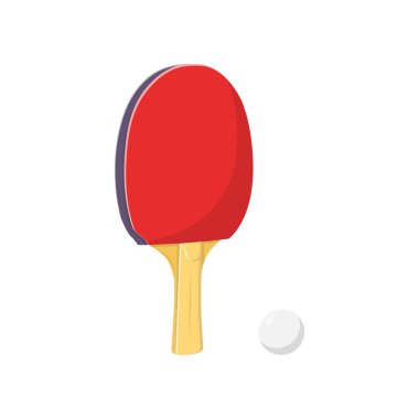 Ping Pong Paddle ve Flat Illustration. İzole edilmiş Beyaz Arkaplanda Temiz Simge Tasarım Elemanı.