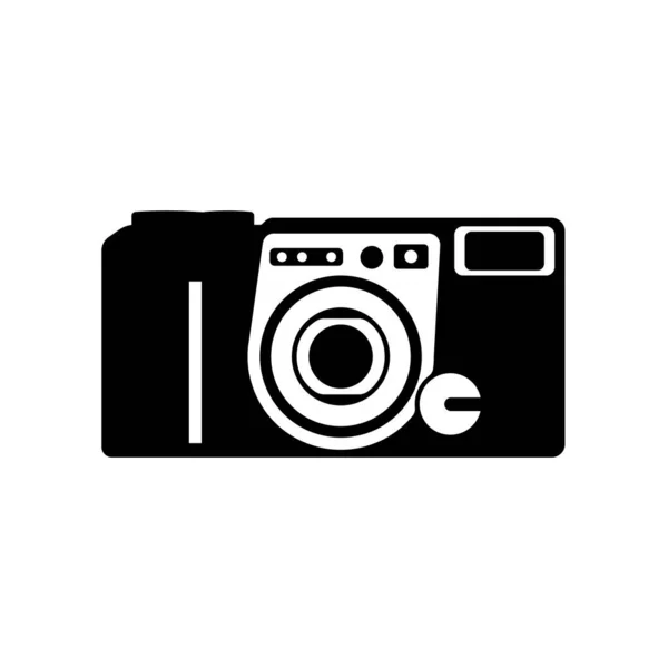 Элемент Черно Белой Иконки Камеры Изолированном Белом Фоне — стоковый вектор