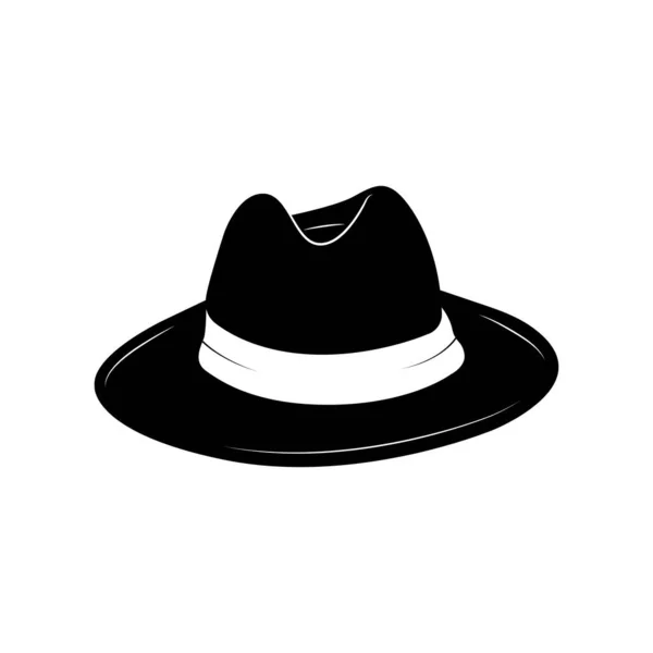 Καπέλο Cowboy Μαύρο Και Άσπρο Εικονίδιο Σχέδιο Στοιχείο Απομονωμένο Λευκό — Διανυσματικό Αρχείο