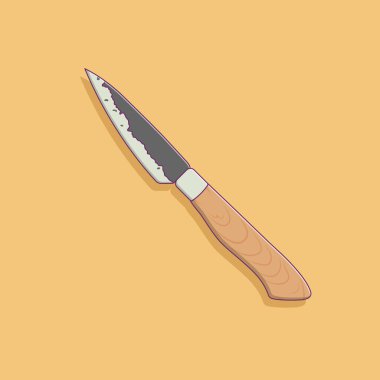 Kitchen Knife Vector Icon Illustration with Outline for Design Element, Clip Art, Web, Landing page, Sticker, Banner. Düz Çizgi Film Biçimi