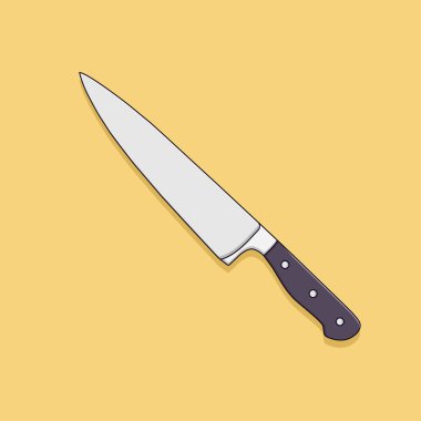 Kitchen Knife Vector Icon Illustration with Outline for Design Element, Clip Art, Web, Landing page, Sticker, Banner. Düz Çizgi Film Biçimi