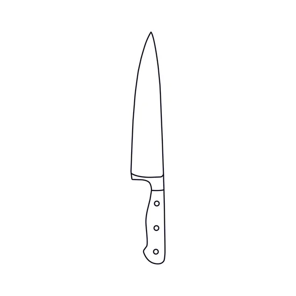 Kitchen Knife Outline Icon Illustration White Background — Vector de stock