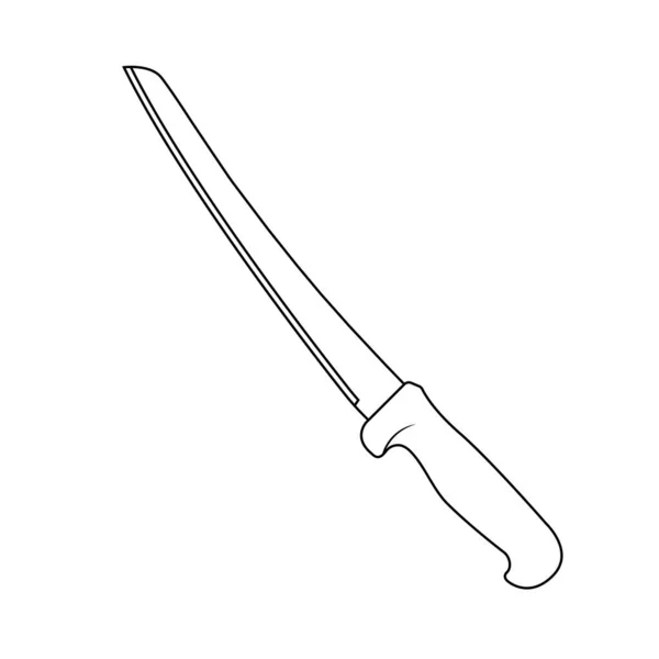 Kitchen Knife Outline Icon Illustration White Background — 图库矢量图片