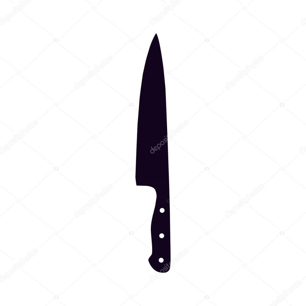 Kitchen Knife Black and White Icon Design Element on Isolated White Background