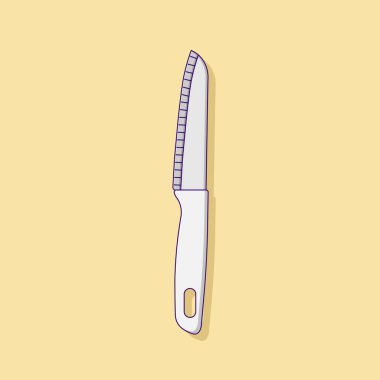 Kitchen Knife Vector Icon Illustration with Outline for Design Element, Clip Art, Web, Landing page, Sticker, Banner. Düz Çizgi Film Biçimi