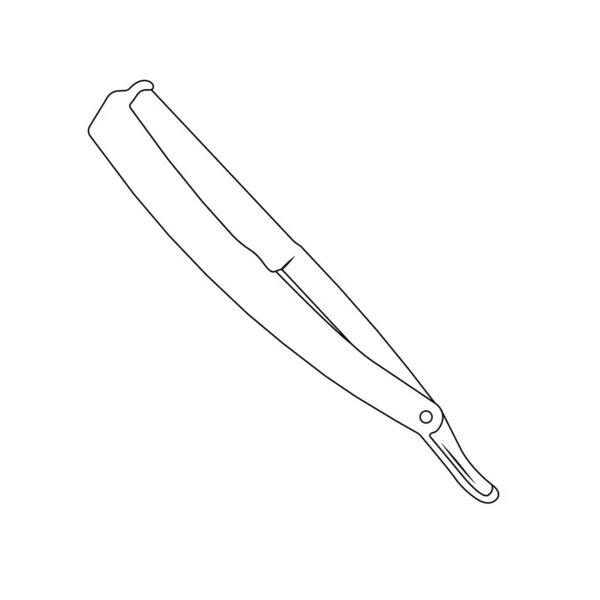 Straight Razor Outline Icon Illustration White Background — Vector de stock