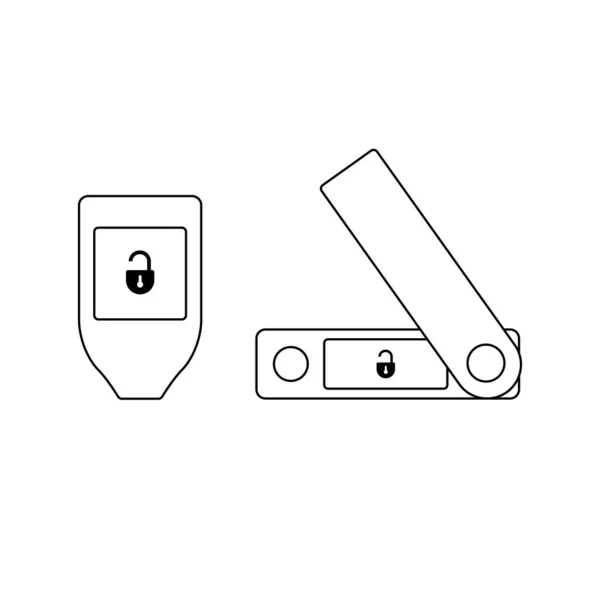 Illustrazione Dell Icona Del Profilo Del Portafoglio Hardware Crypto Sfondo — Vettoriale Stock