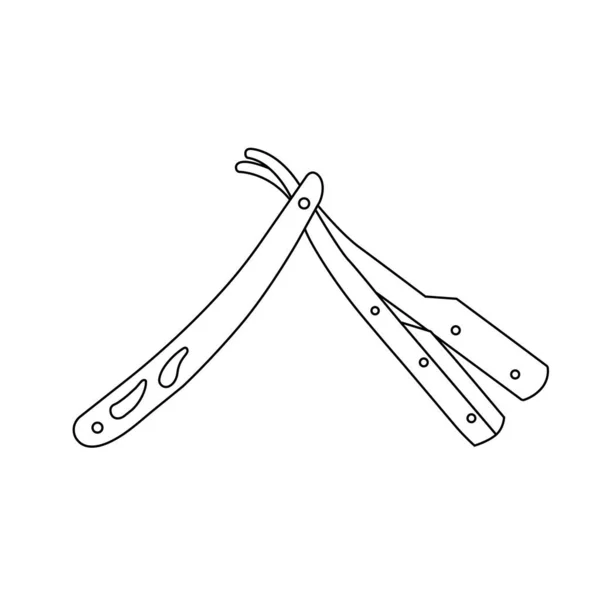 Straight Razor Outline Icon Illustration White Background — Stok Vektör