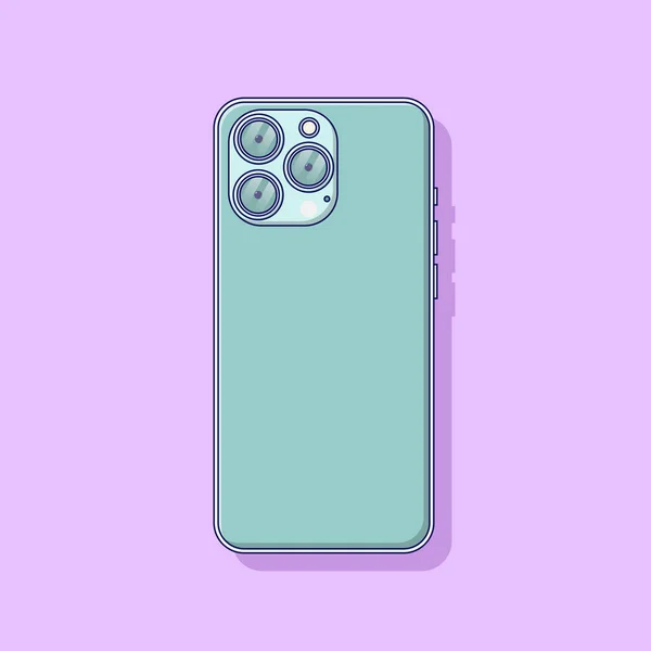 Back Side of Smartphone with Triple Cameras Vector Icon Illustration. Mobile Phone Vector. Flat Cartoon Style Suitable for Web Landing Page, Banner, Flyer, Sticker, Wallpaper, Background