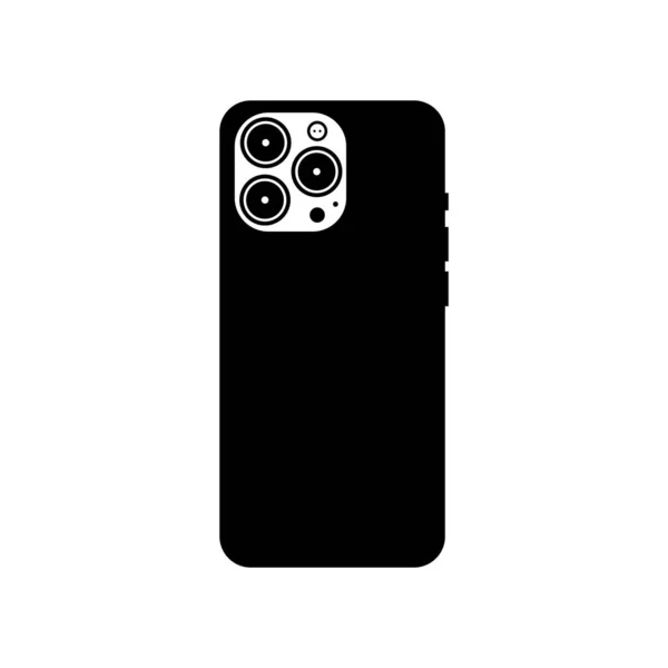 Back Side of Smartphone Black and White Icon Design Element on Isolated White Background