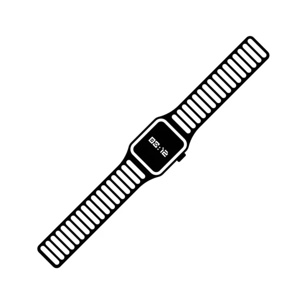 Smart Watch Silhouette Black White Icon Design Element Isolated White — ストックベクタ