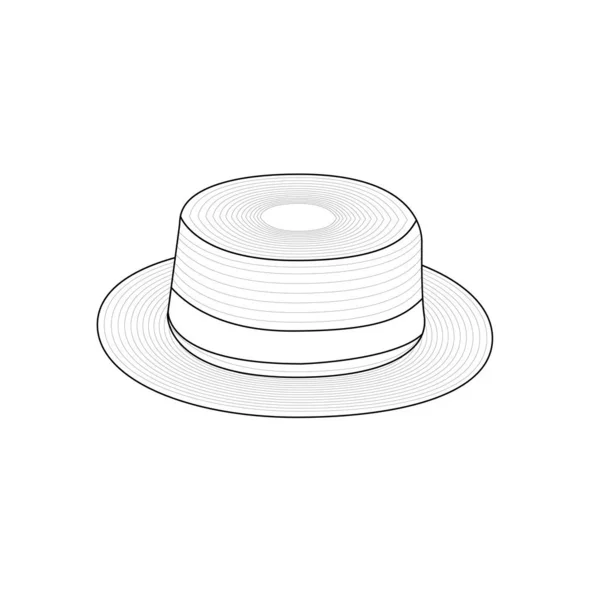 Straw Hat Outline Icon Illustration White Background — Stock vektor