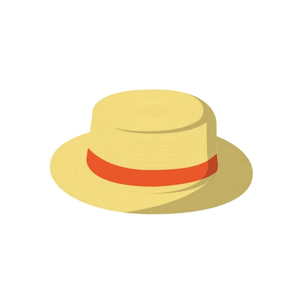 Straw Hat Flat Illustration Clean Icon Design Element Isolated White — 스톡 벡터