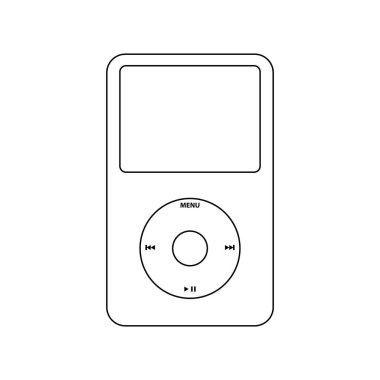 Taşınabilir Müzik Oynatıcı Beyaz Arkaplanda Simge İllüstrasyonu