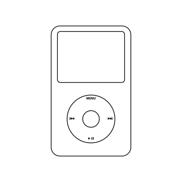 Portable Music Player Outline Icon Illustration White Background — Vetor de Stock