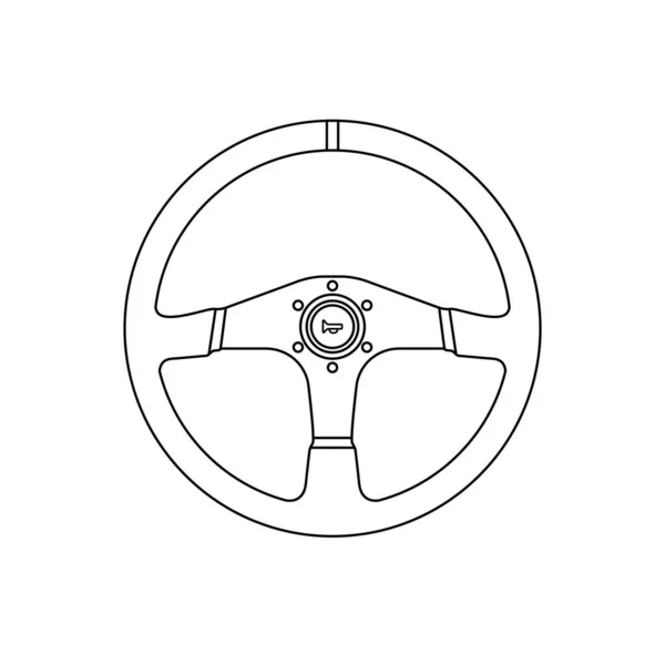 Steering Wheel Outline Icon Illustration White Background — ストックベクタ