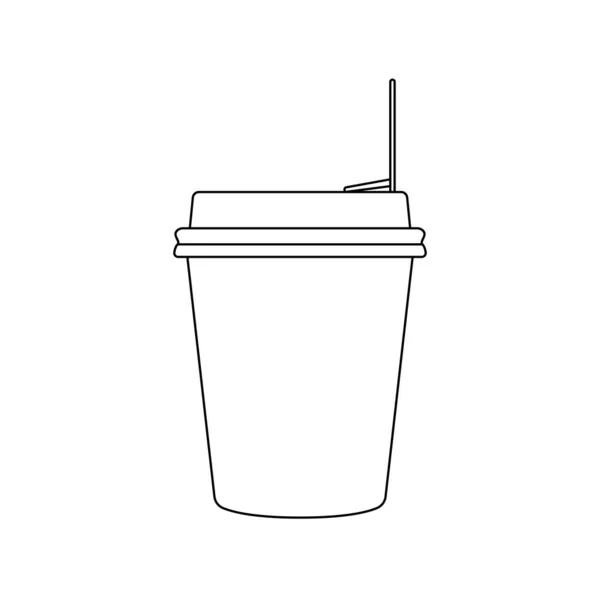 Paper Cup Outline Icon Illustration White Background — Vetor de Stock