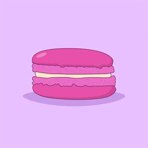 Macaron Vector Icon Illustration Vektor Sušenek Plochý Styl Kresby Vhodný — Stockový vektor