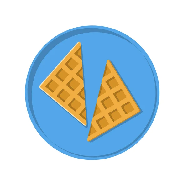 Waffle Plate Flat Illustration Clean Icon Design Element Isolated White — стоковый вектор