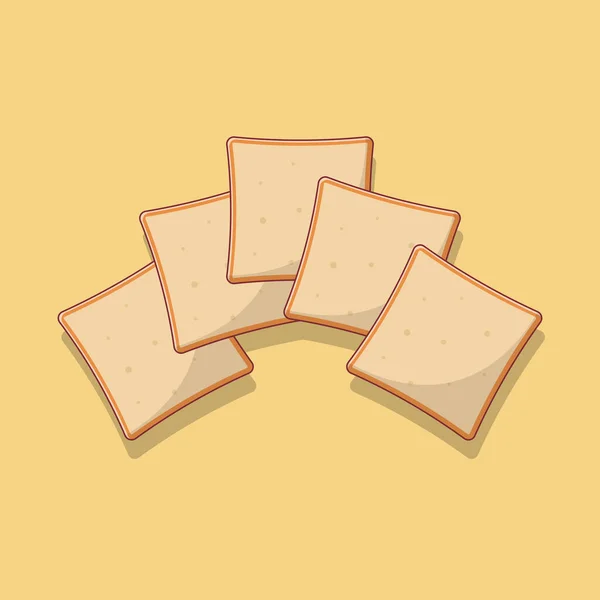 Slices Bread Vector Icon Illustration Breakfast Food Vector Flat Cartoon — Stock vektor